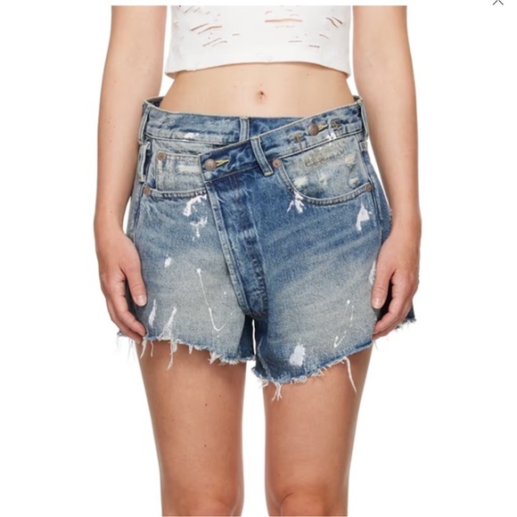 R13 Pants - R13 Cross Over Denim Blue Women's Shorts SZ 27